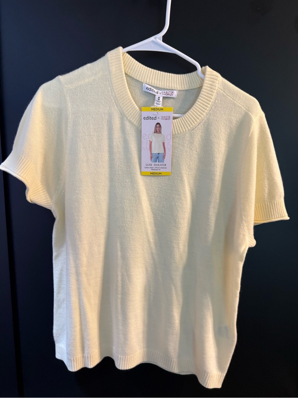 Edited x LeSuit Pale Yellow Short Sleeve Sweater